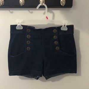 High-waisted denim shorts